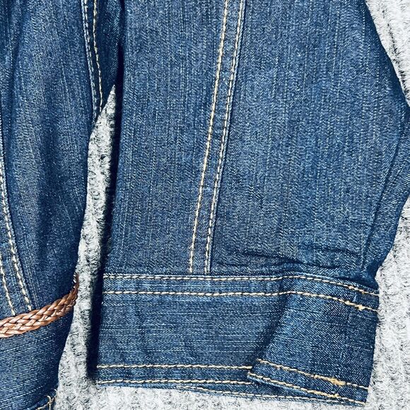 Ruby Rd. Jacket Woman 8 Petite Blue Denim Jean Coat Dark Wash Snap Closure - Picture 10 of 12